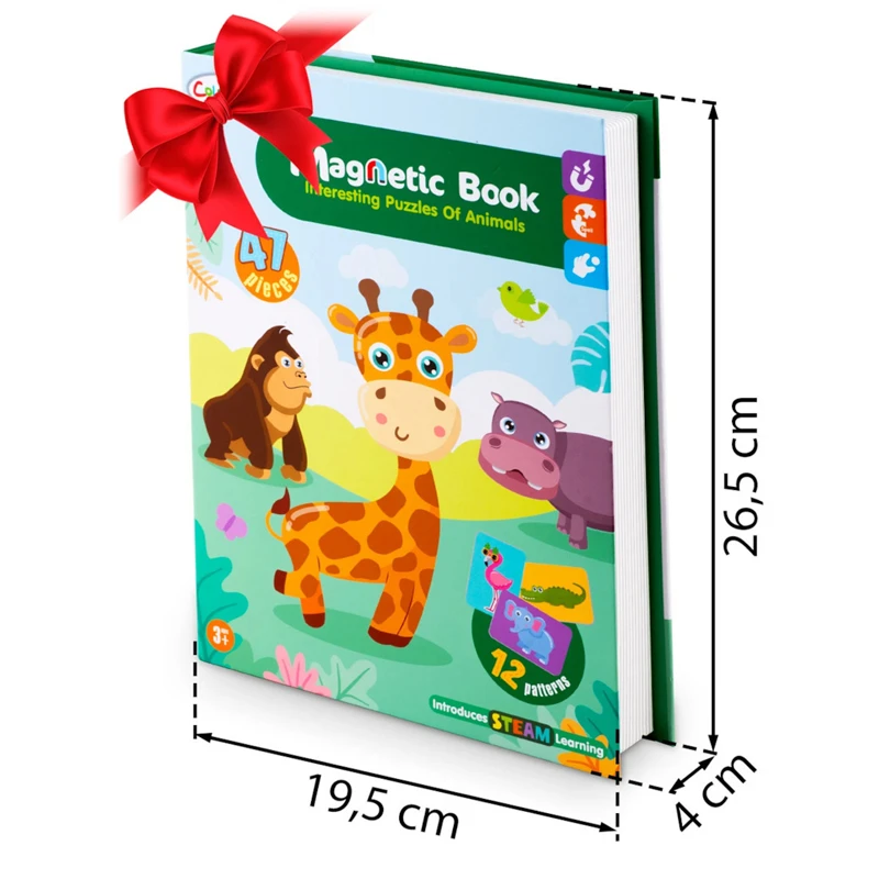 Color Day - Magnetic Puzzle Book Safari Animals (47 Pcs) - Suitable for Ages 3 Years & Up